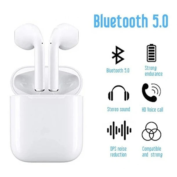 Audífonos i12 TWS – Bluetooth 5.0, control táctil, pagas al recibir