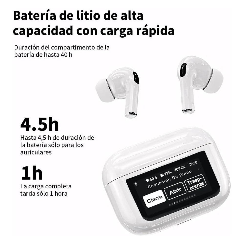 Audífonos A9 Pro – Sonido envolvente, pantalla táctil y cancelación real. Paga al recibir.