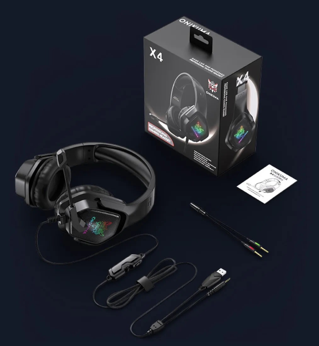 Audífonos Gamer Onikuma X4 – Luces RGB, micrófono ajustable, paga al recibir