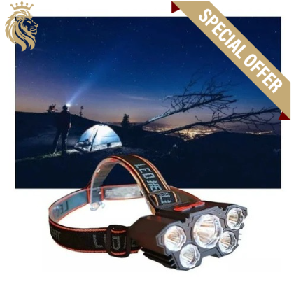 Linterna frontal de 5 LED recargable con USB