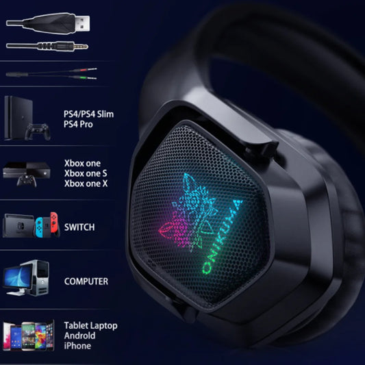 Audífonos Gamer Onikuma X4 – Luces RGB, micrófono ajustable, paga al recibir